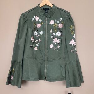 {INC International Concepts} Floral Embroidered Jacket with Bell Sleeves